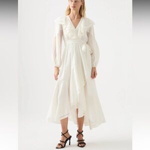 Aje ruffle wrap midi dress